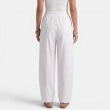 Women's Wide Linen Pants with Elastic Waist