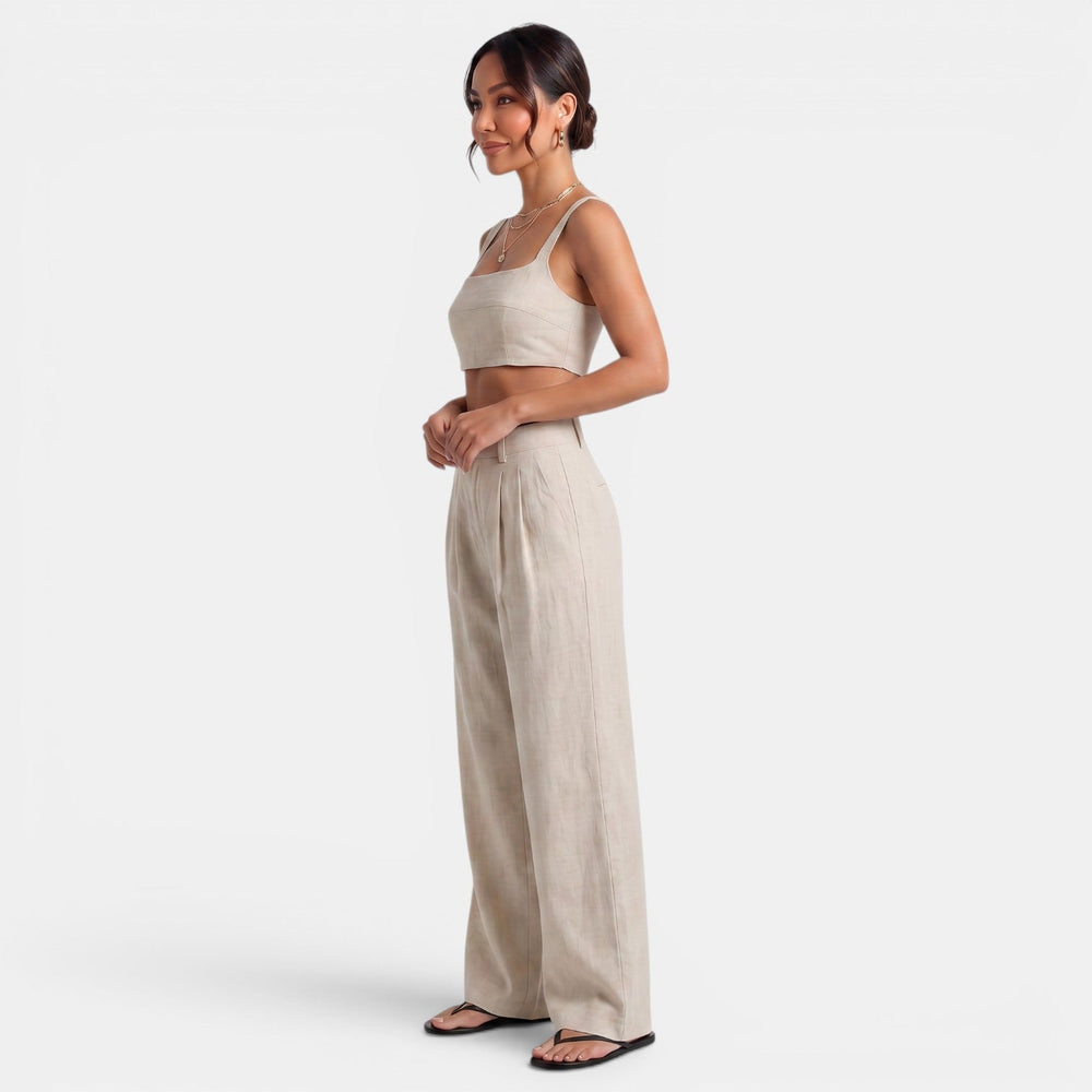 Women's Khaki Linen Set