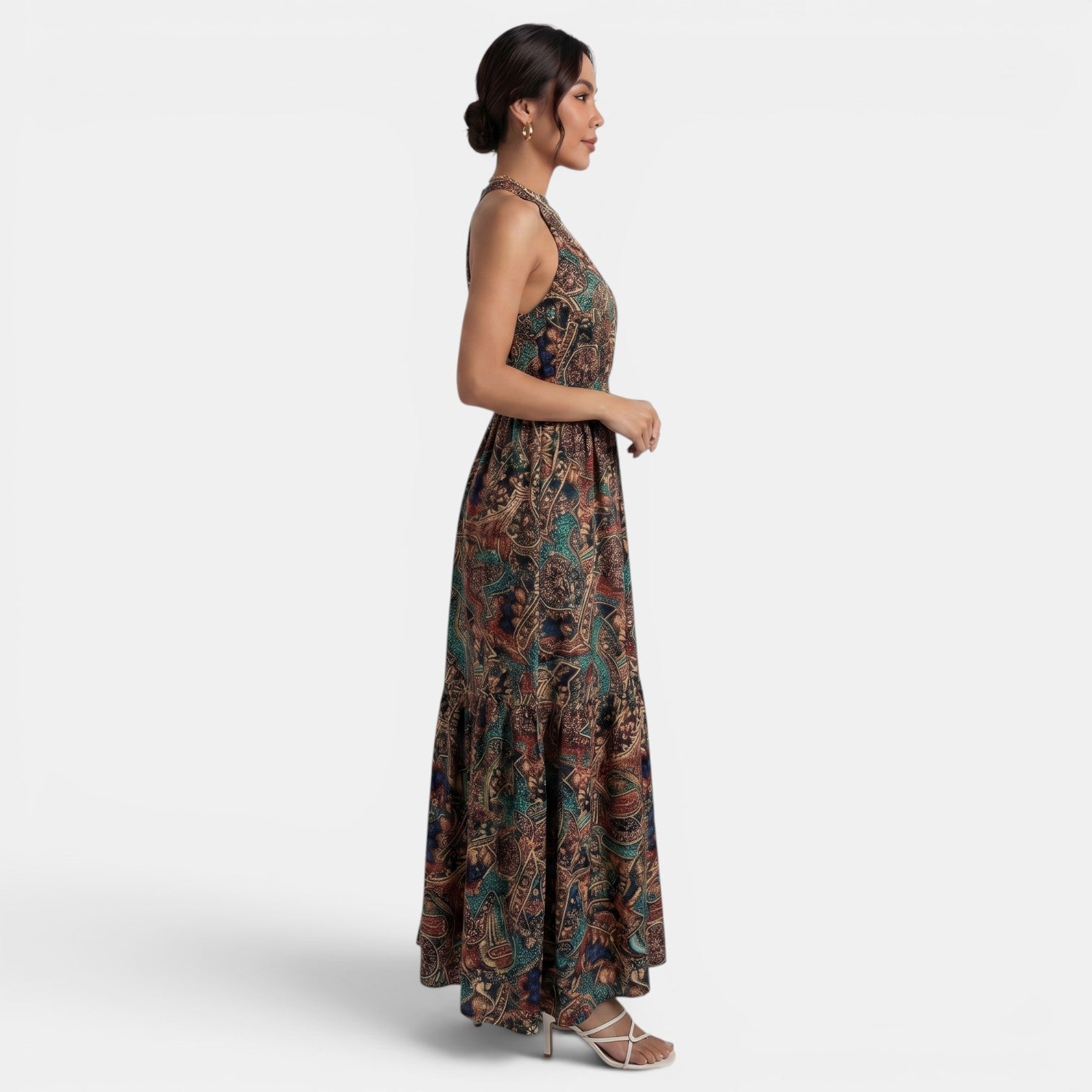 Long Boho High-Waisted Dress