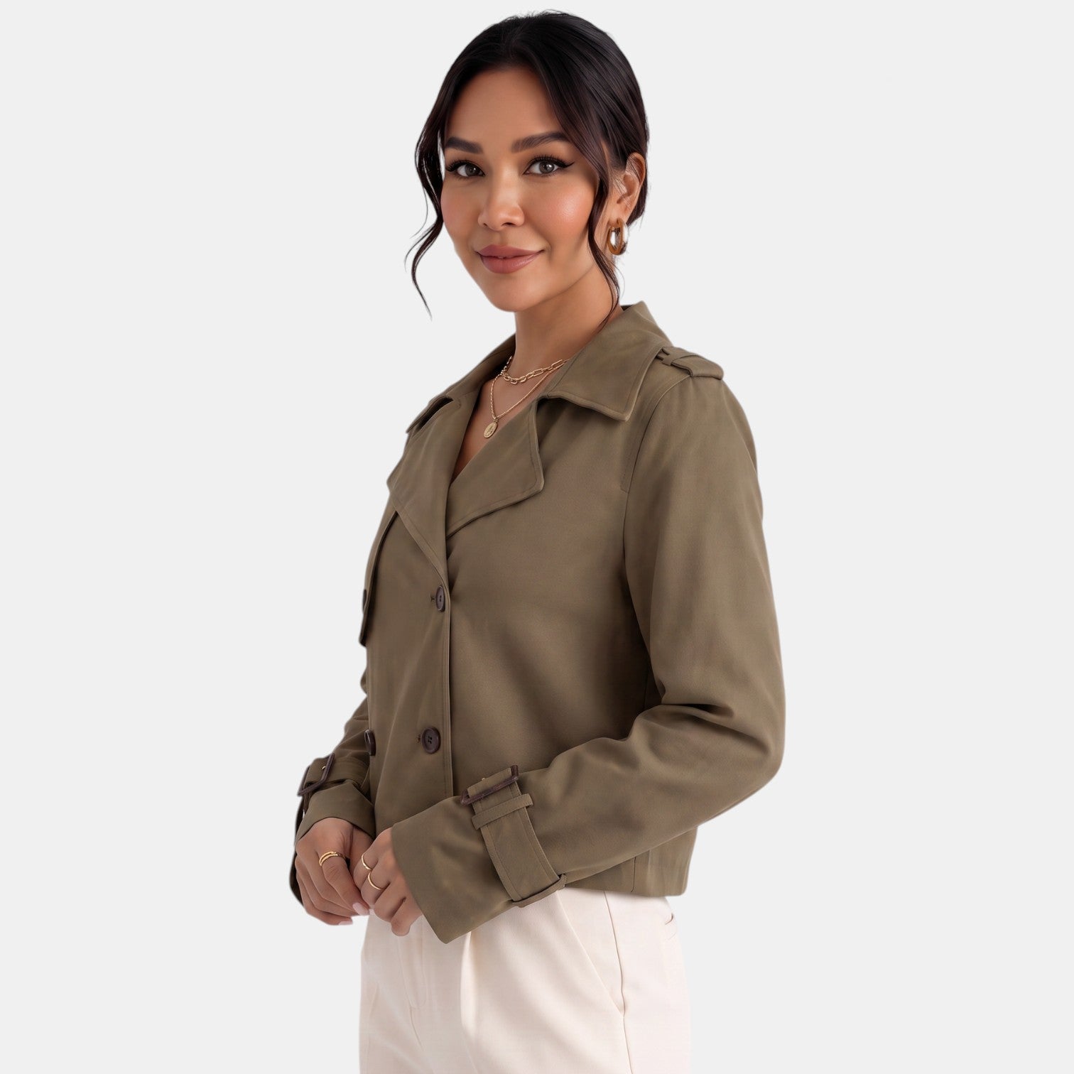 Women’s Elegant Short Trench Jacket