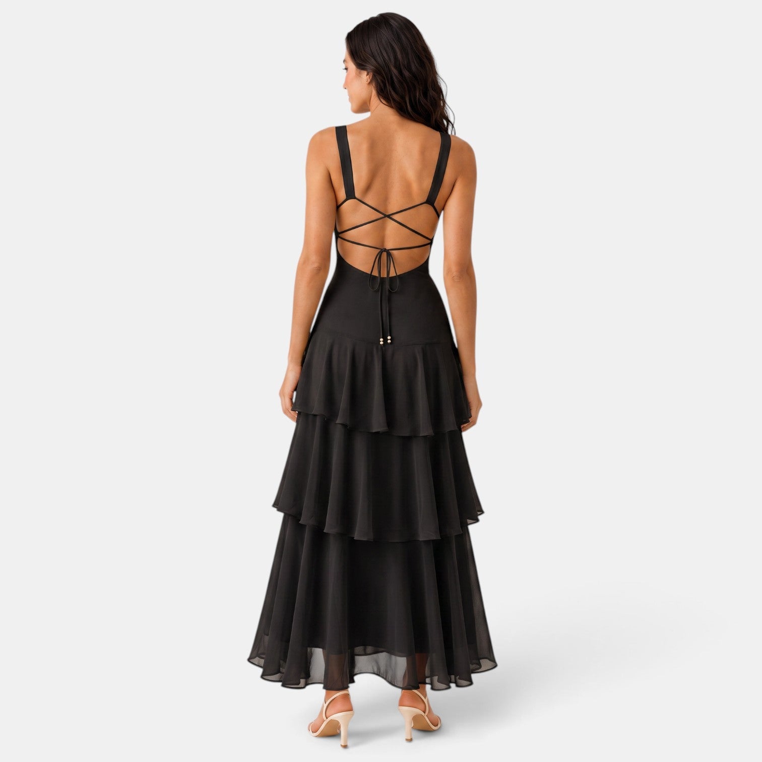 Ruffled Maxi Wedding Guest Dress