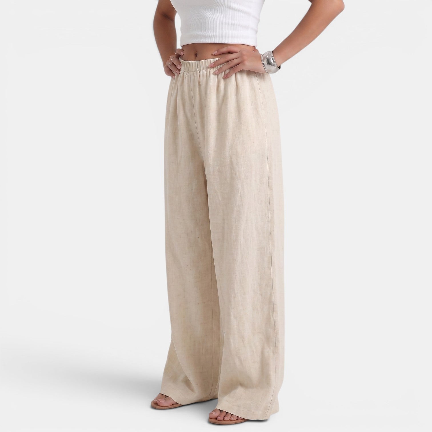 Women's Wide Leg Linen Cotton Summer Pants