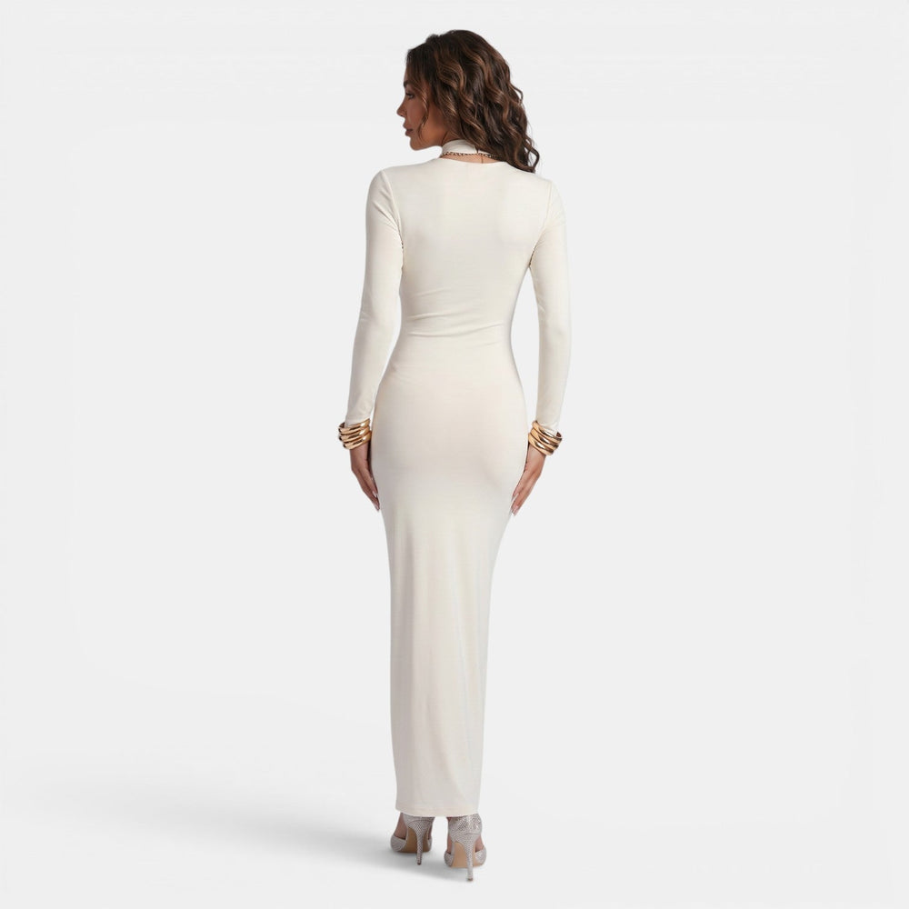 Elegant Solid Color Cut-Out Bodycon Maxi Dress for Women