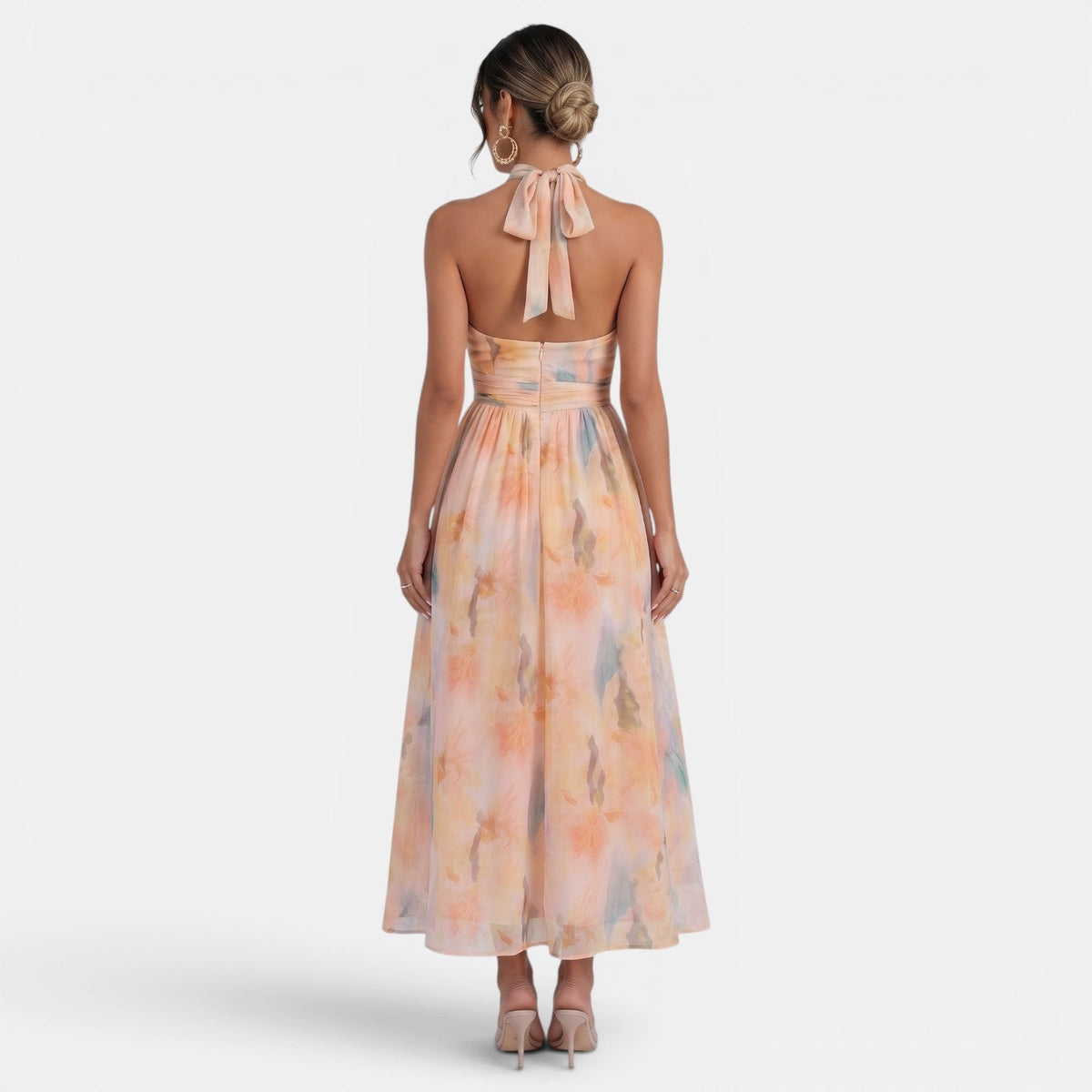 Women's Floral Sleeveless Open-Back Dress