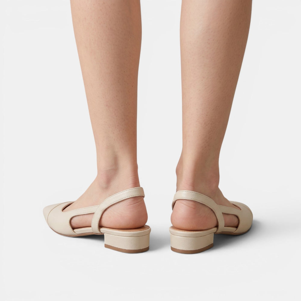 Women's Leather Low-Heel Slingback Shoes