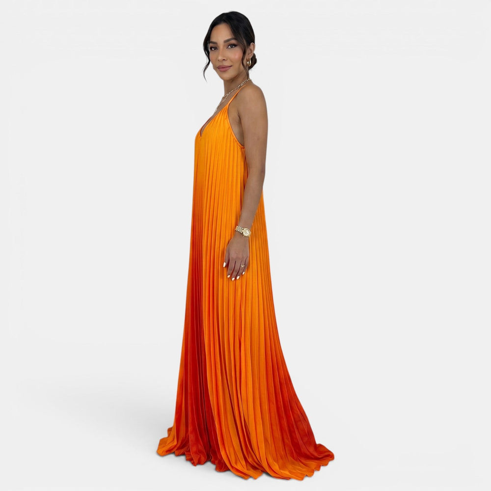 Women's Pleated Halter Maxi Dress