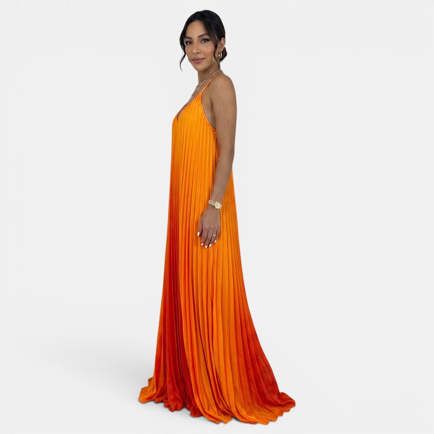 Women's Pleated Halter Maxi Dress