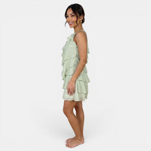 Women's Mini Halter Dress – Asymmetrical Ruffle Bodycon Dress for Summer