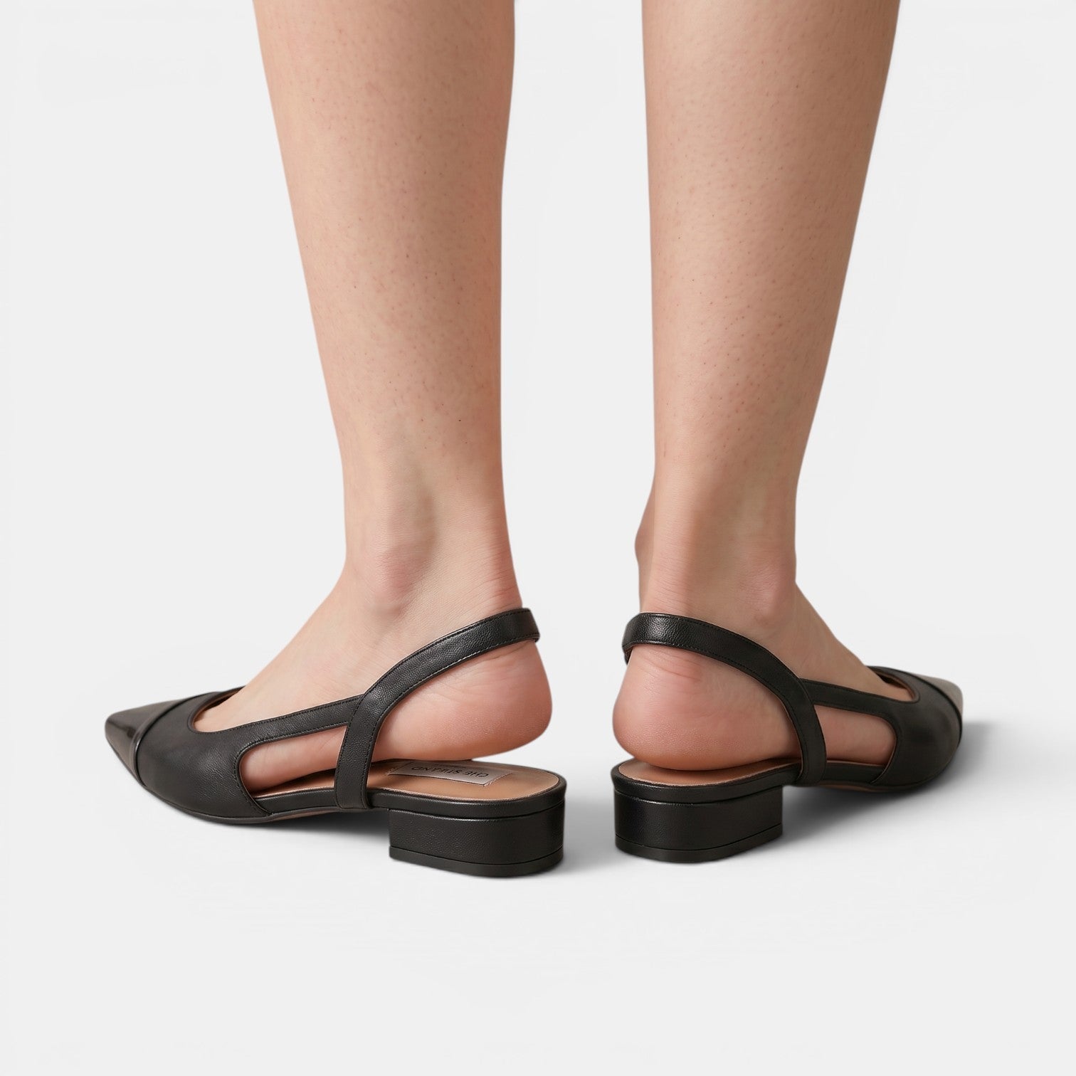 Women's Leather Low-Heel Slingback Shoes
