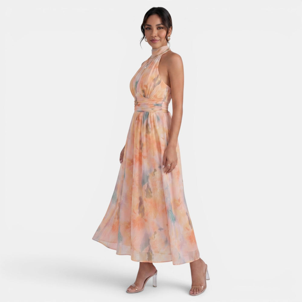 Women's Floral Sleeveless Open-Back Dress