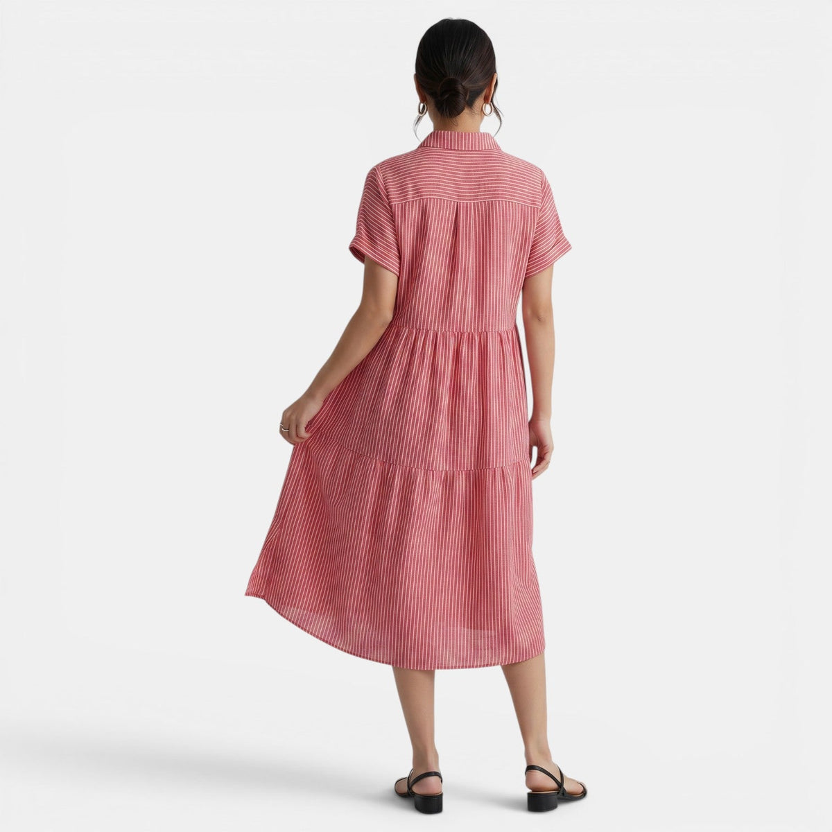 Casual Striped Loose Cotton Linen Dress