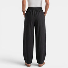 Women's Wide Linen Pants with Elastic Waist