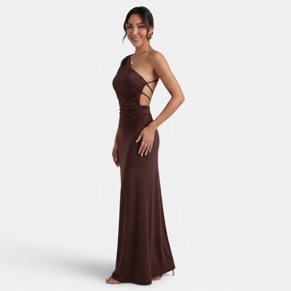 Women's Brown Open-Back Dress