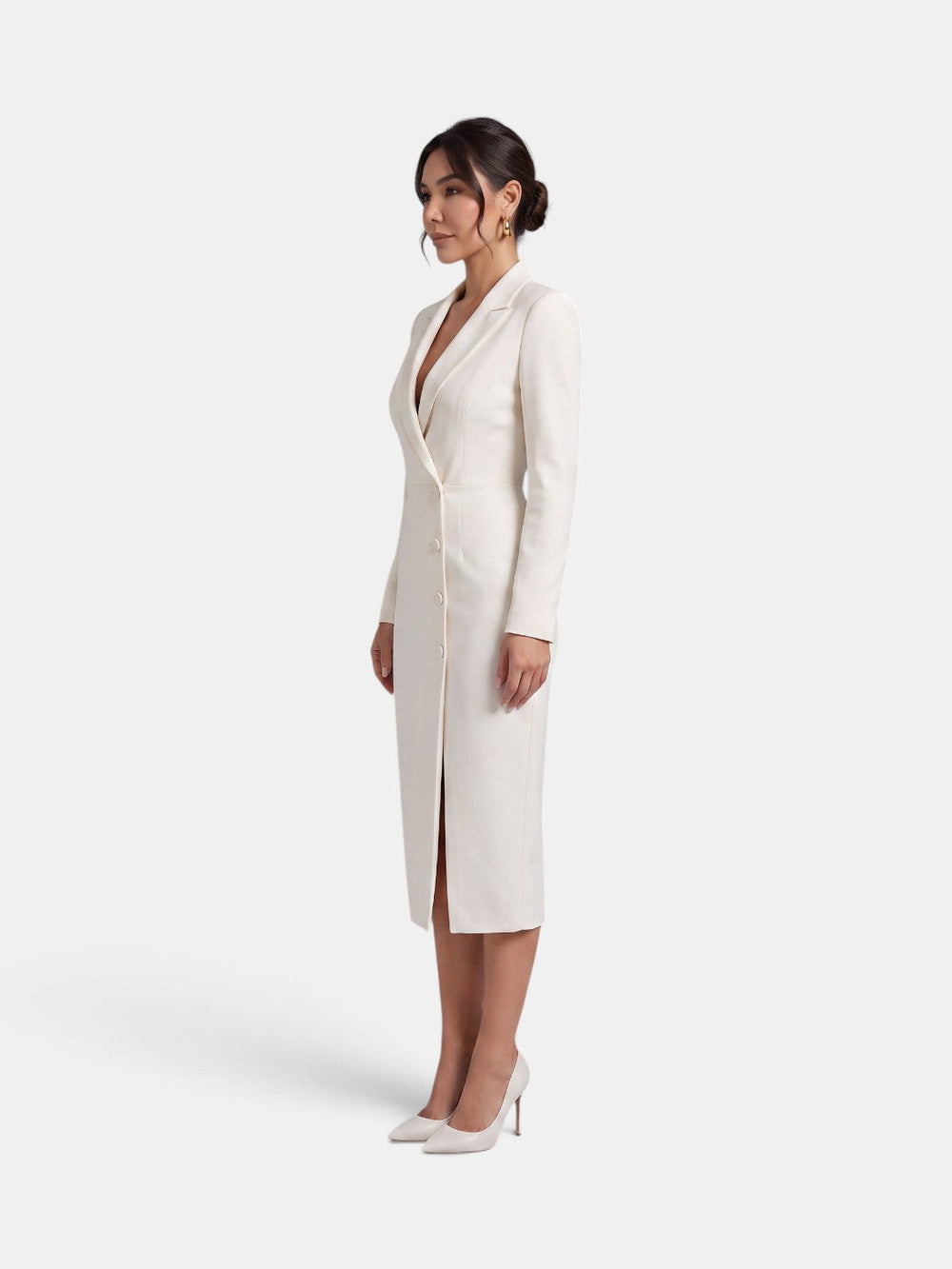 Premium White Women's Midi Blazer Dress