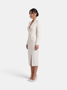 Premium White Women's Midi Blazer Dress