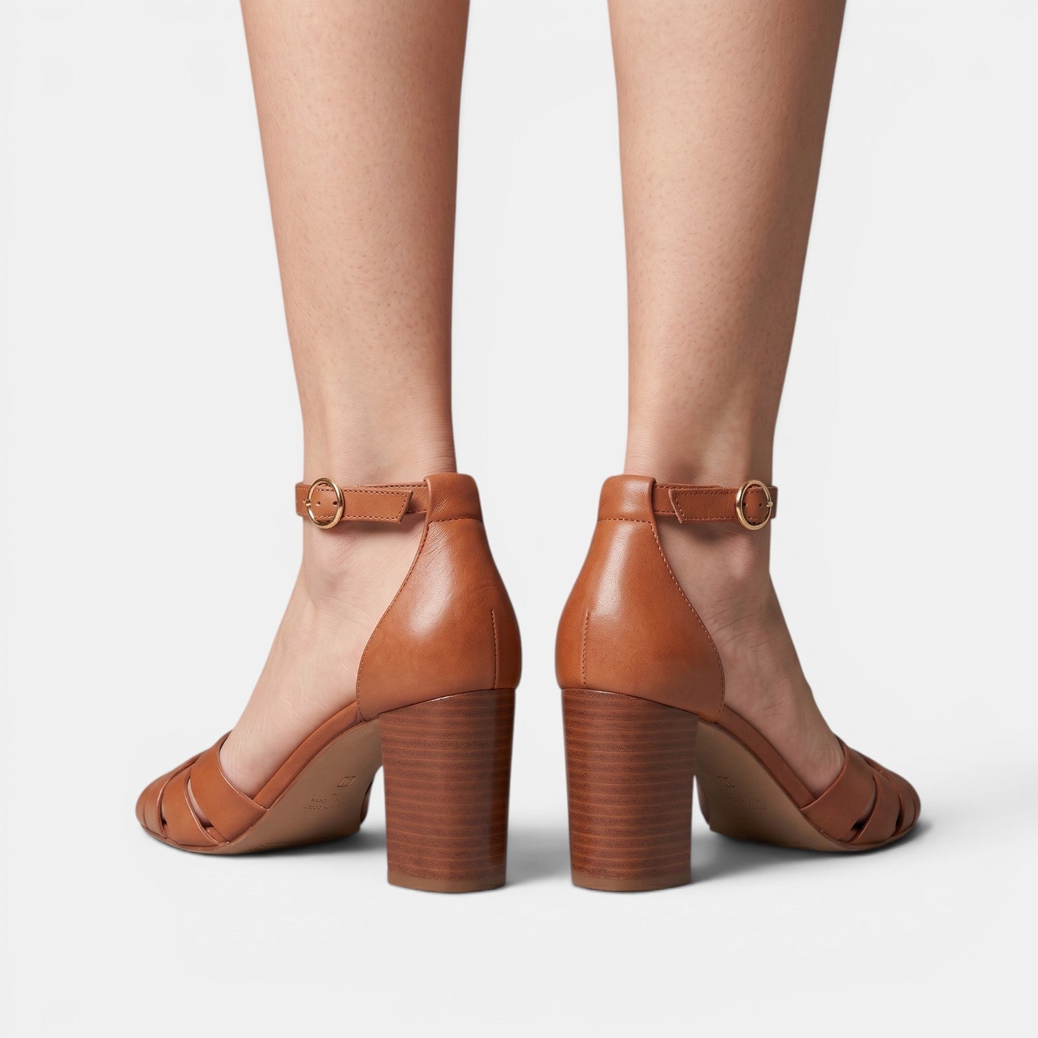 Women's Leather Block-Heel Sandals