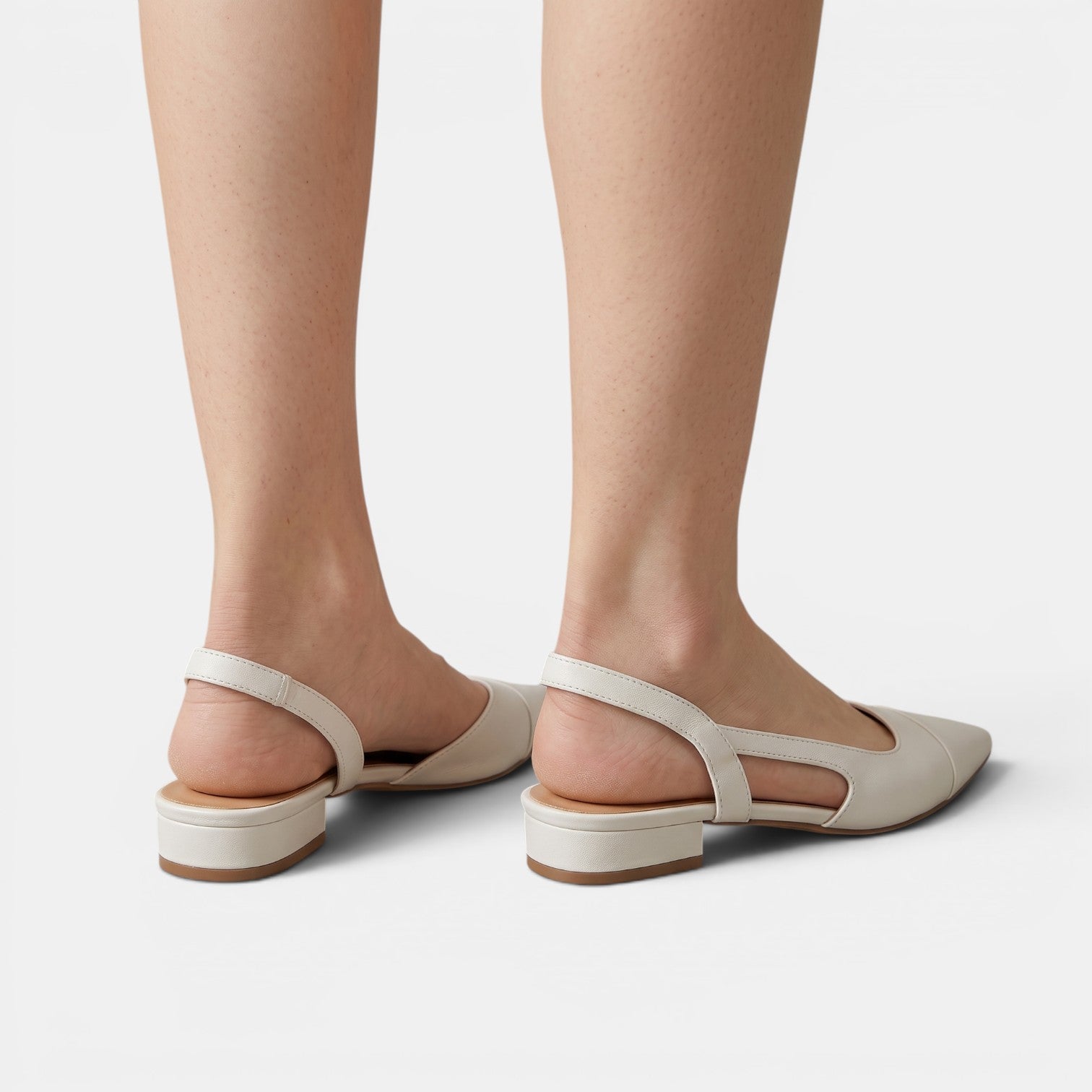 Women's Leather Low-Heel Slingback Shoes