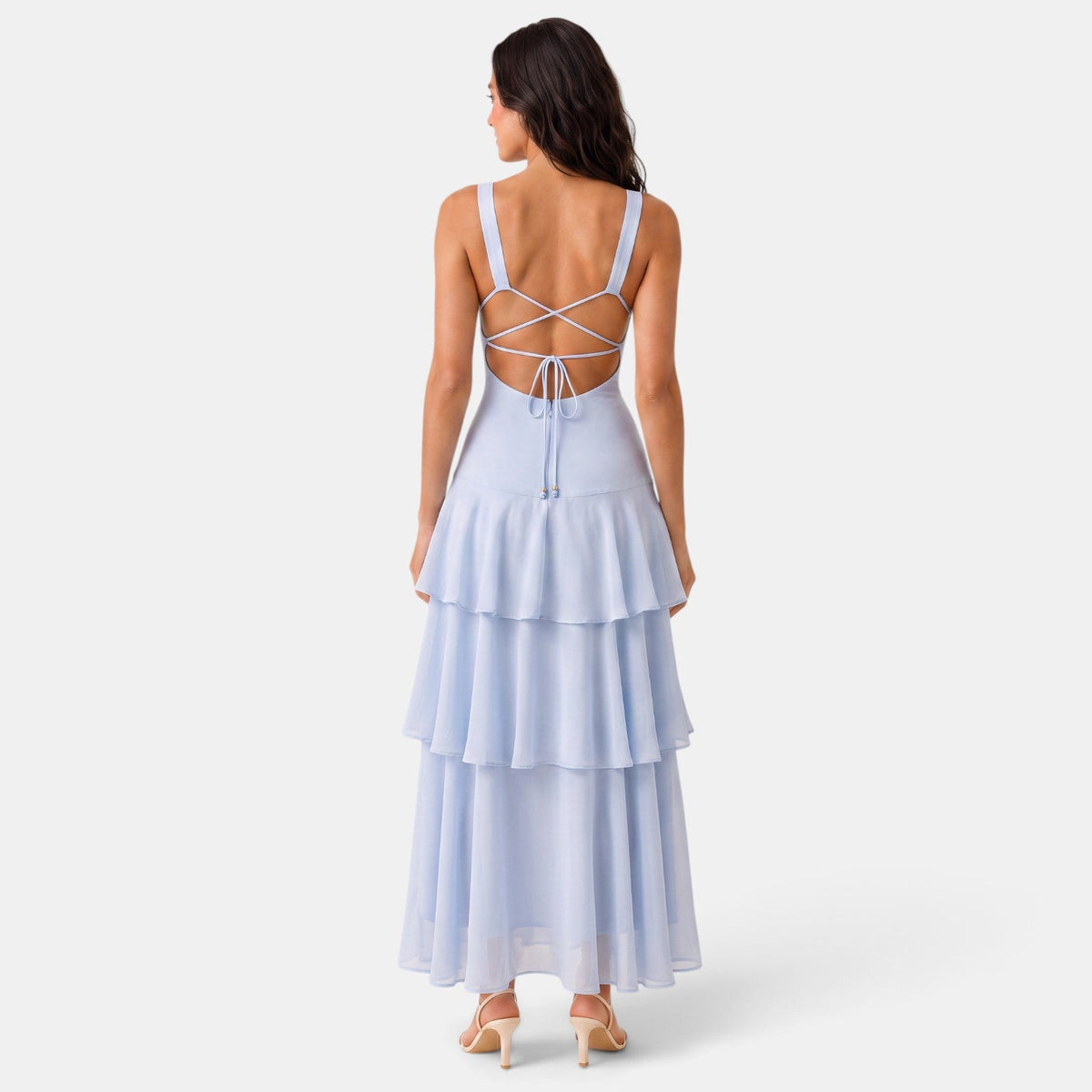 Ruffled Maxi Wedding Guest Dress