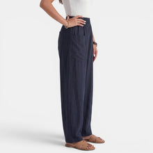 Women's Wide Linen Pants with Elastic Waist