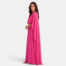 Elegant Women's Long Dress with Draped Cape for Party