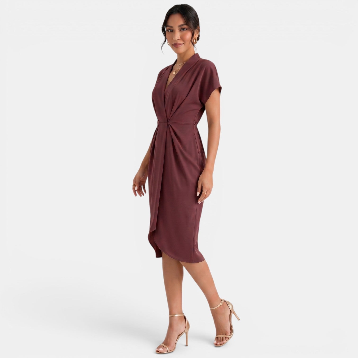 Women's V-Neck Midi Dress
