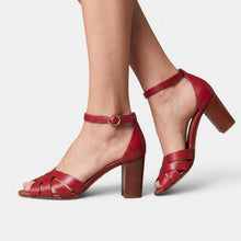 Women's Leather Block-Heel Sandals
