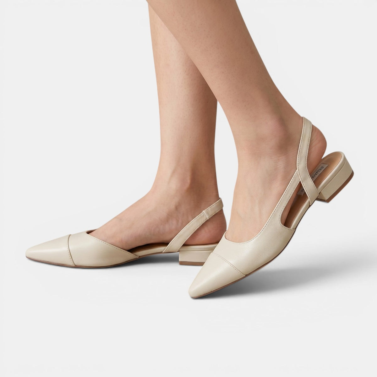 Women's Leather Low-Heel Slingback Shoes