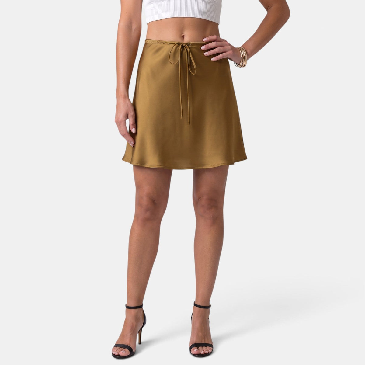 Women's Satin Mini Skirt with Drawstring
