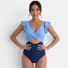Women's Bicolor Ruffle Slimming Swimsuit