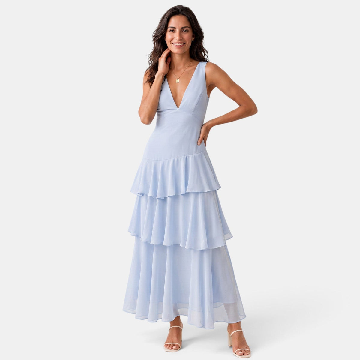 Ruffled Maxi Wedding Guest Dress