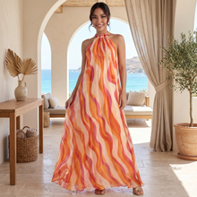 Orange Ombre Halter Maxi Dress