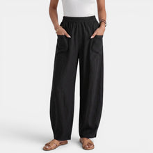 Women's Wide Linen Pants with Elastic Waist