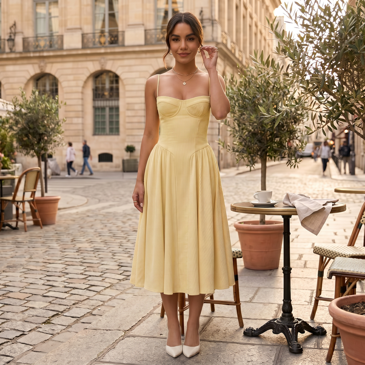 Women's Elegant Corset Midi Dress
