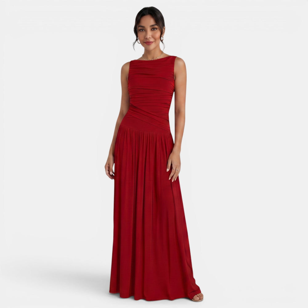 Women's Elegant Solid Color Sleeveless Pleated Bodycon Dress