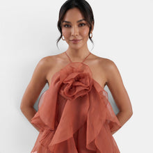 Women's Long Halter Dress with Flower