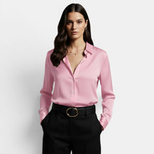 Women's Loose-fitting Shirt with Lapel and Buttons, Long Sleeve