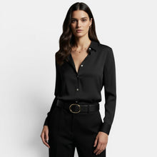 Women's Loose-fitting Shirt with Lapel and Buttons, Long Sleeve