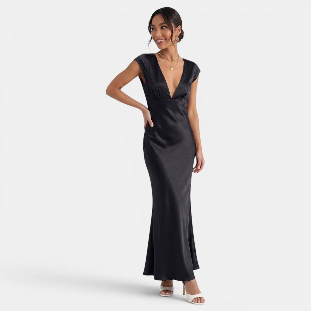 Long V-neck Guest Dress