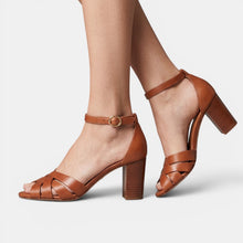 Women's Leather Block-Heel Sandals