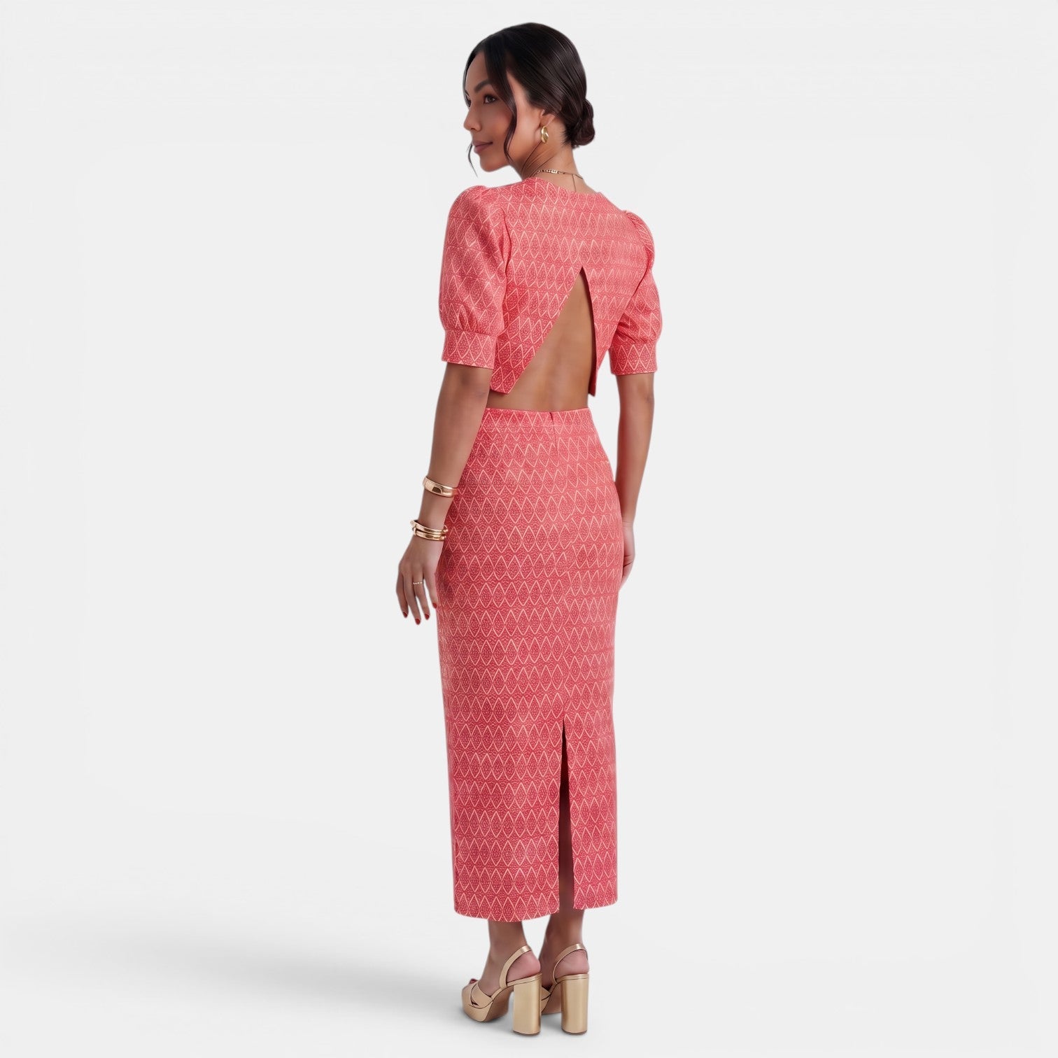 Women's 2-Piece Set Crop Top and Slit Skirt