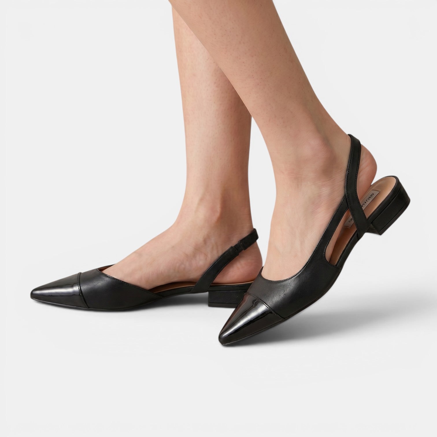 Women's Leather Low-Heel Slingback Shoes