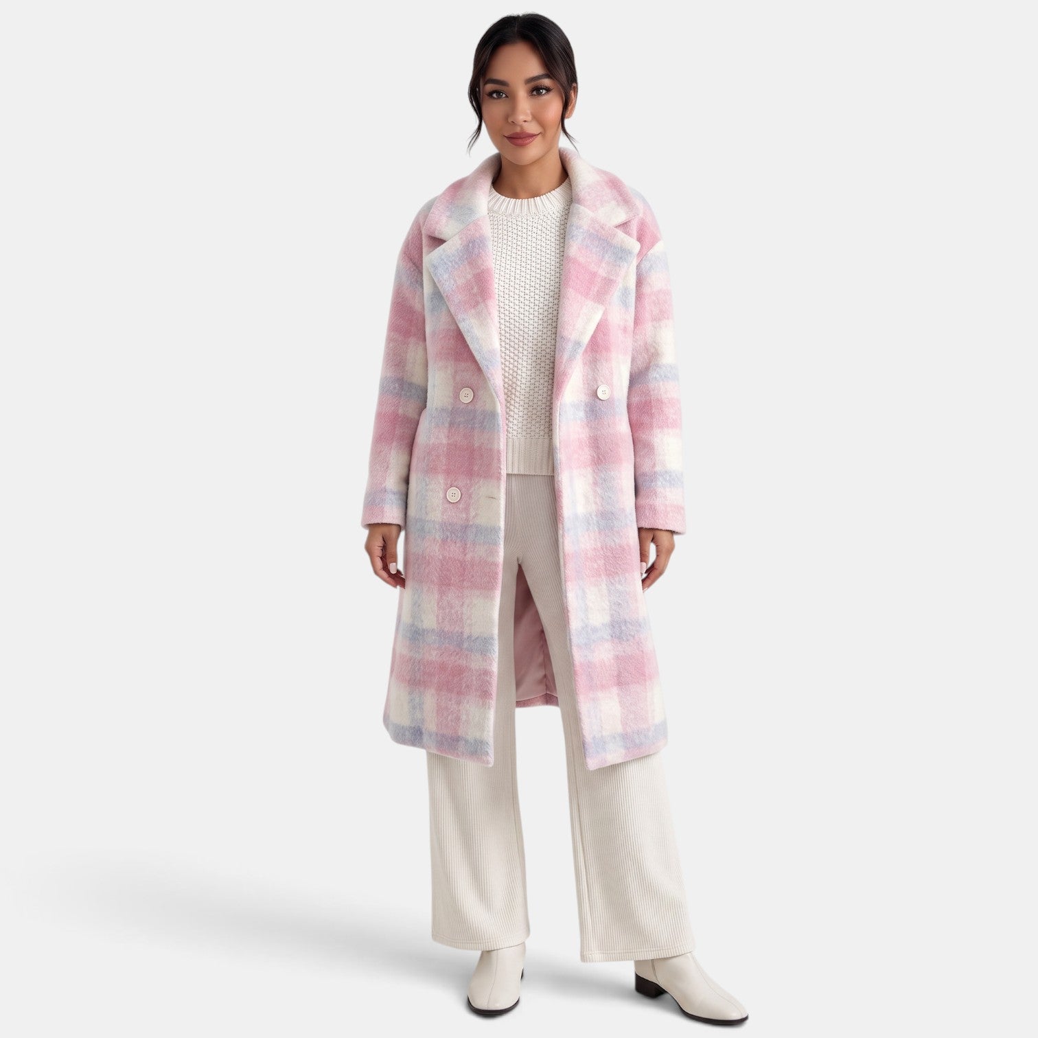 Women's Long Pink Wool Coat