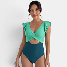 Women's Bicolor Ruffle Slimming Swimsuit