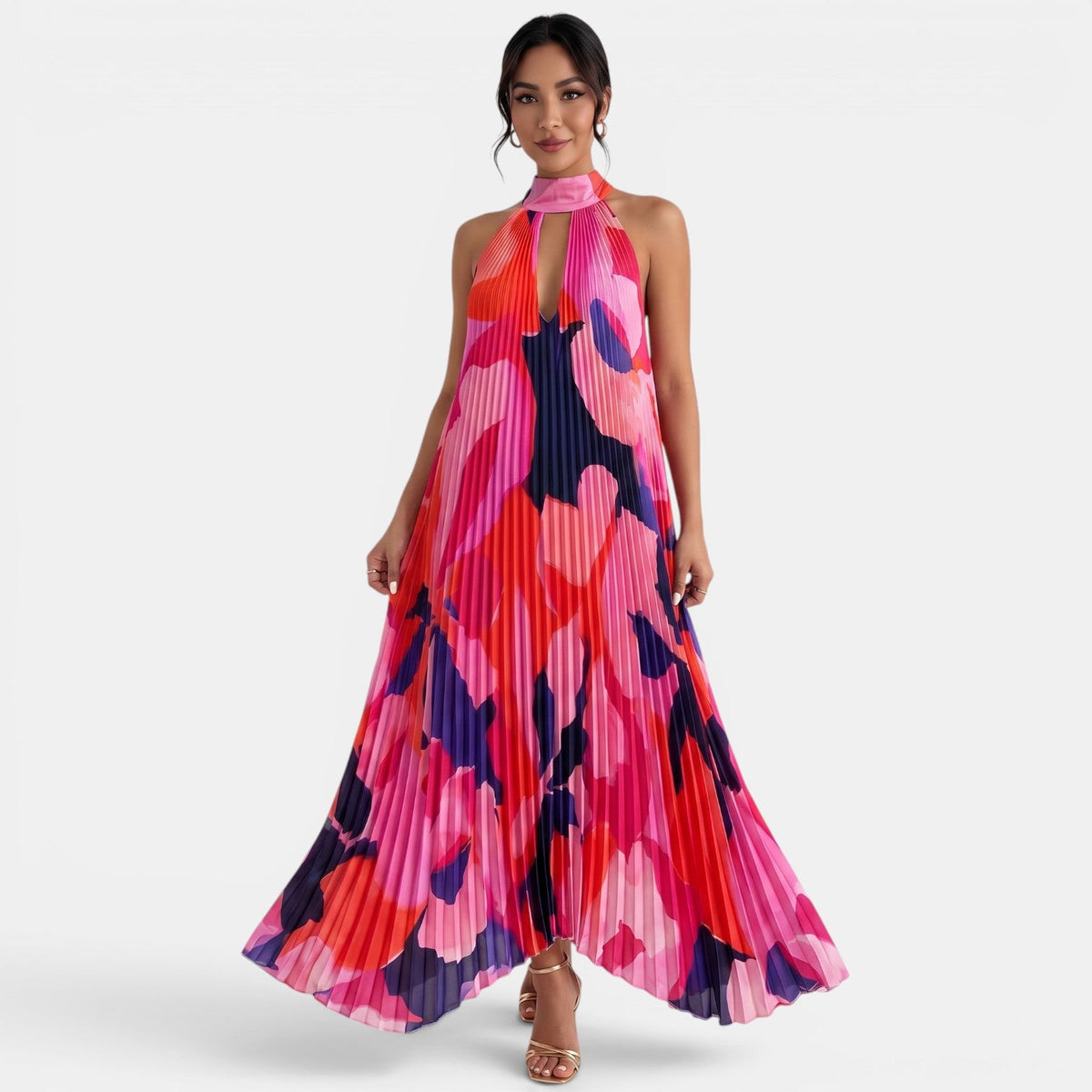 Summer Halter Floral Maxi Dress