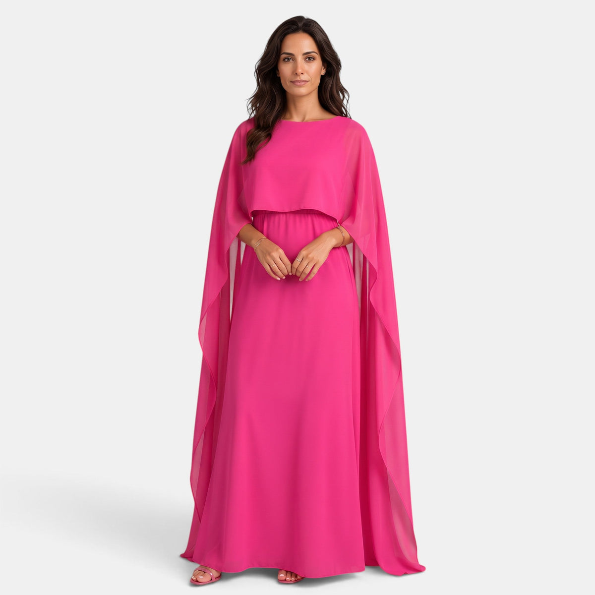 Elegant Women's Long Dress with Draped Cape for Party