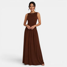 Women's Elegant Solid Color Sleeveless Pleated Bodycon Dress