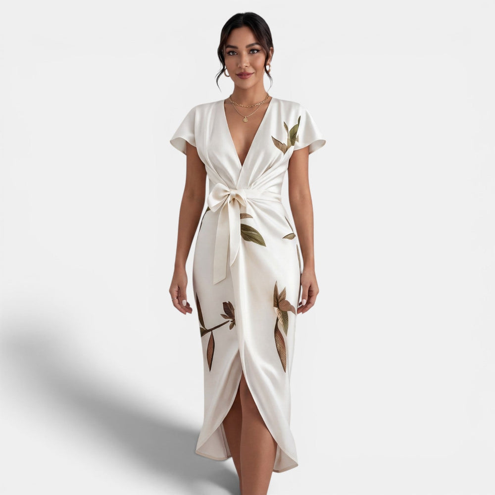 Women's Floral Wrap Midi Dress