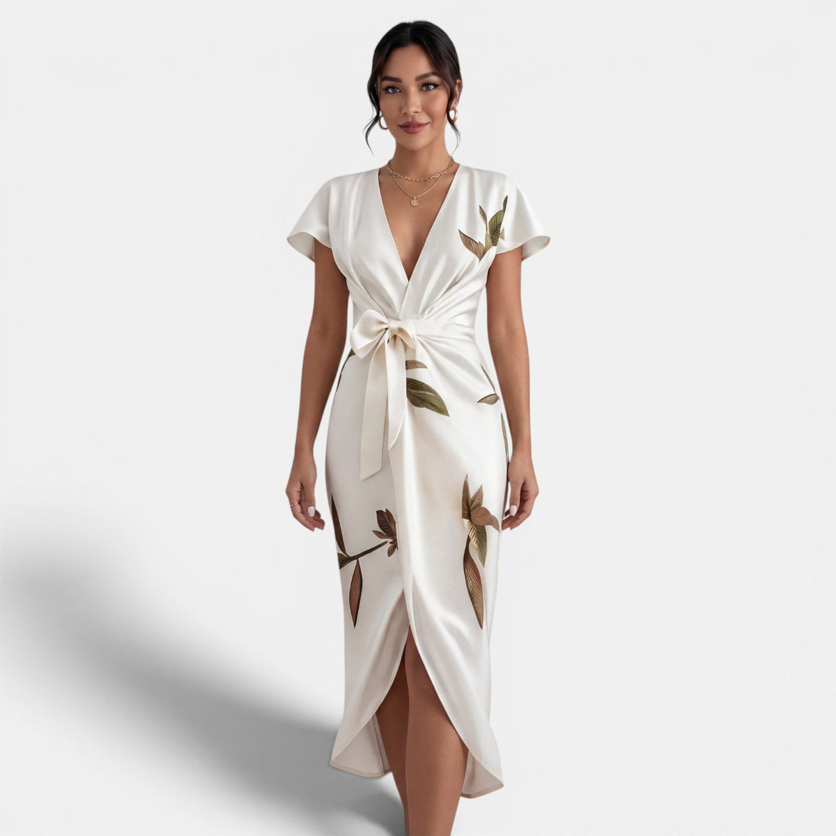 Women's Floral Wrap Midi Dress