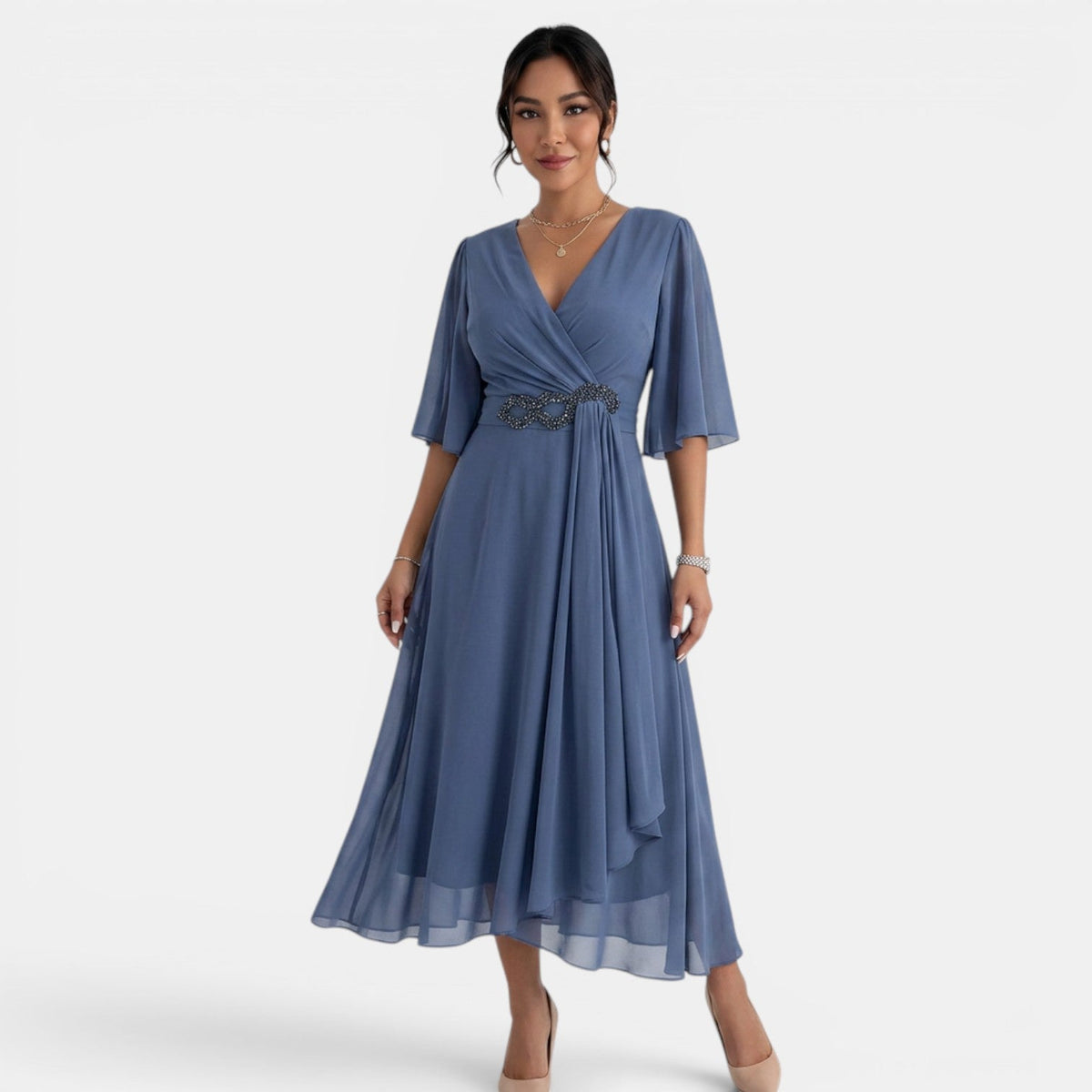 Women's Elegant Flowy Midi Dress