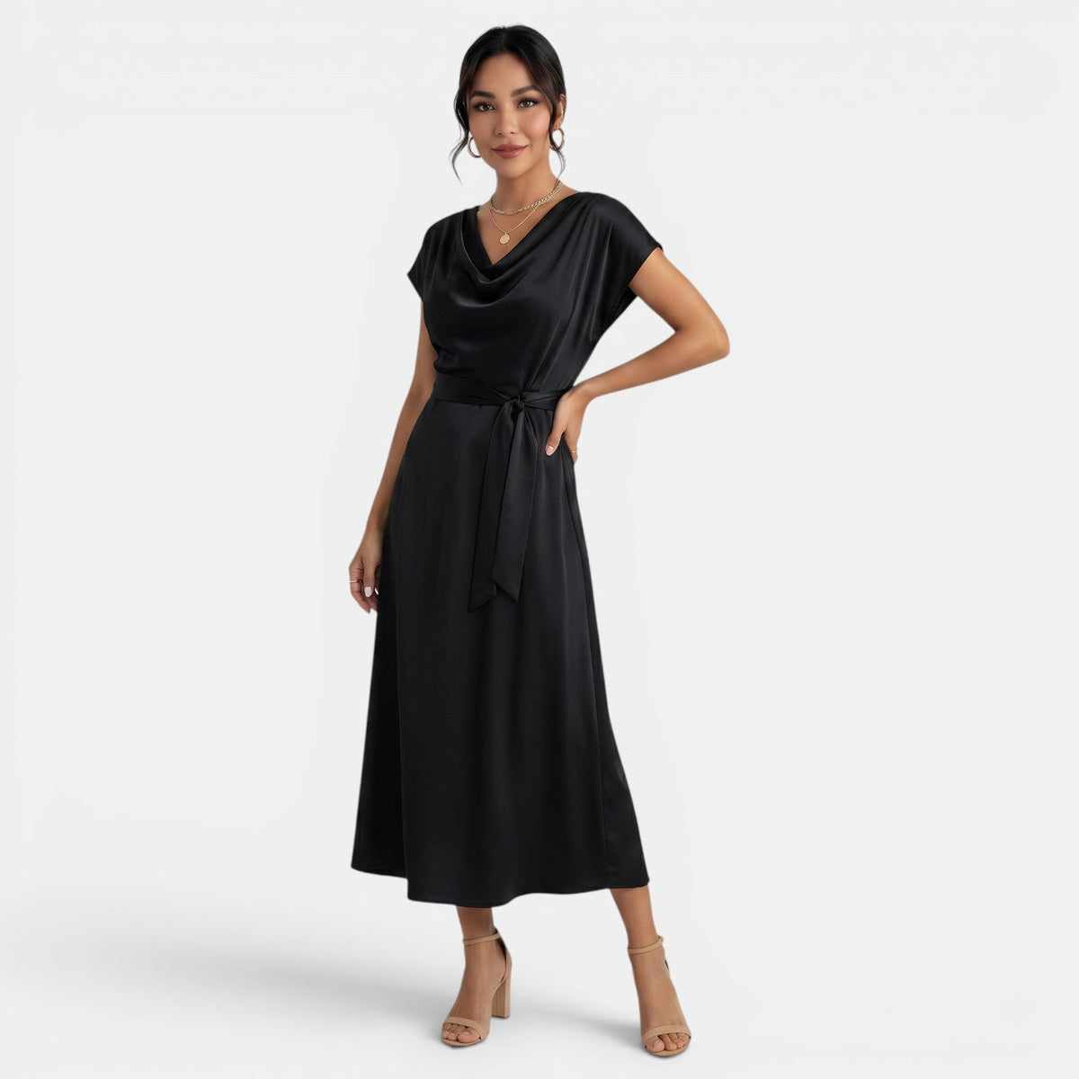 Women's Elegant Silk Midi Dress